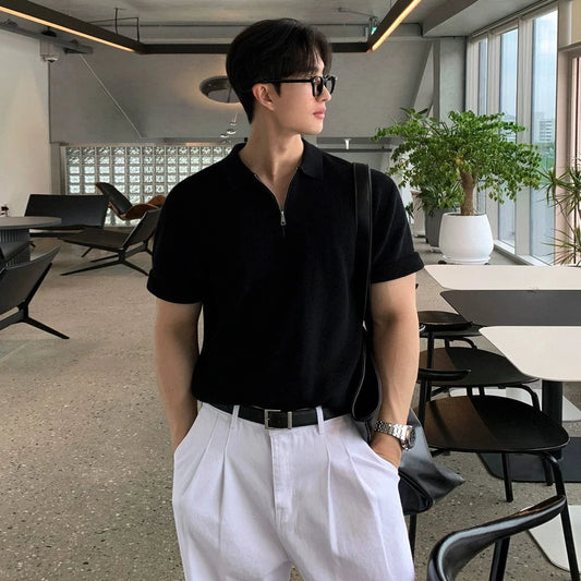 RT No. 18711 KNIT ZIP COLLAR SHORT SLEEVE