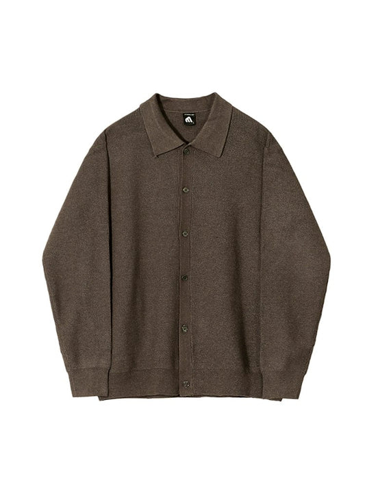 RT No. 11933 KNIT BROWN KNIT BUTTON-UP SWEATER