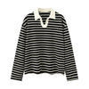 RT No. 50133 KNITWEAR STRIPED COLLAR LONGSLEEVE