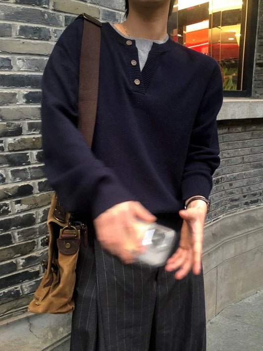RT No. 32033 KNIT HENRY COLLAR SWEATER