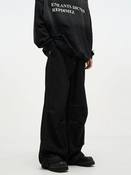 RT No. 18704 BLACK RAW DENIM STRAIGHT JEANS