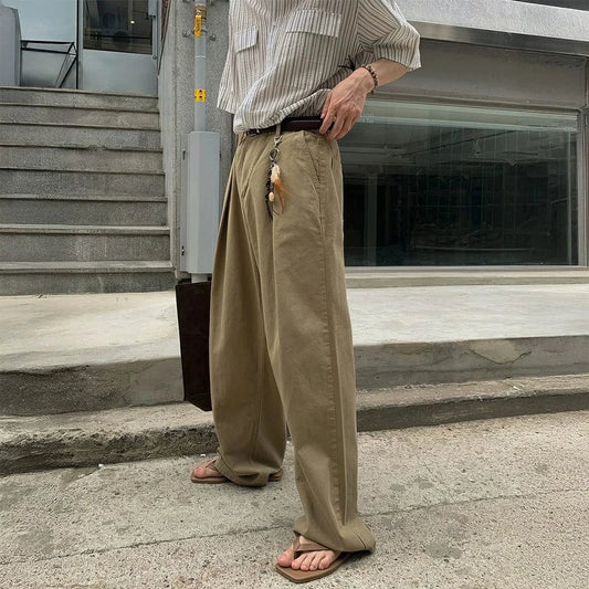 RT No. 18277 PLEATED DRAPE STRAIGHT PANTS