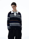 RT No. 20027 STRIPED POLO COLLAR SWEATER
