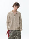 RT No. 50222 KNITWEAR TWIST ZIPPER SWEATER