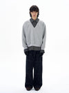 RT No. 29001 TWO PIECE V-NECK (BUTTON-UP SHIRT) SWEATER