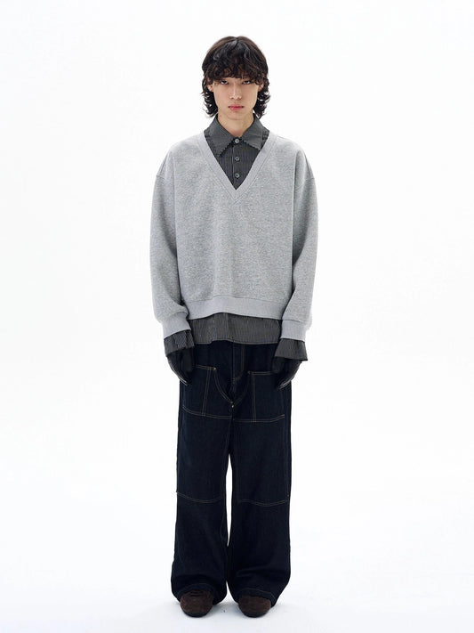 RT No. 29001 TWO PIECE V-NECK (BUTTON-UP SHIRT) SWEATER