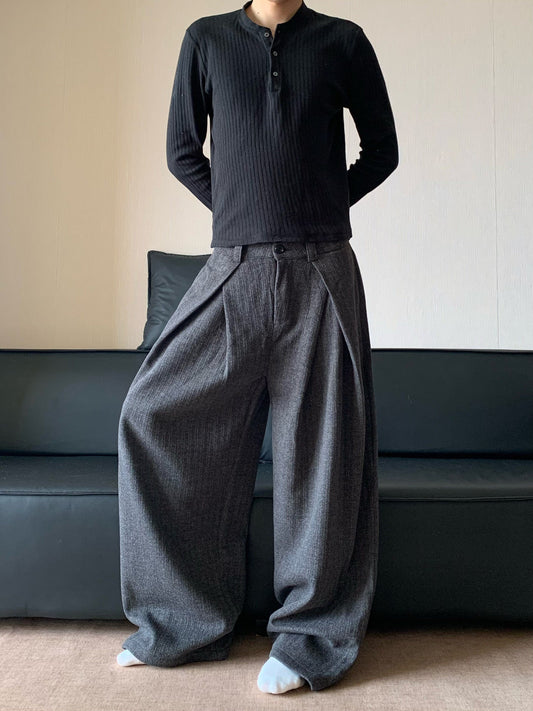 RT No. 32005 OKANE PLEATED WIDE STRAIGHT PANTS