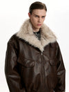 RT No. 50108 WOLF COLLAR LEATHER JACKET