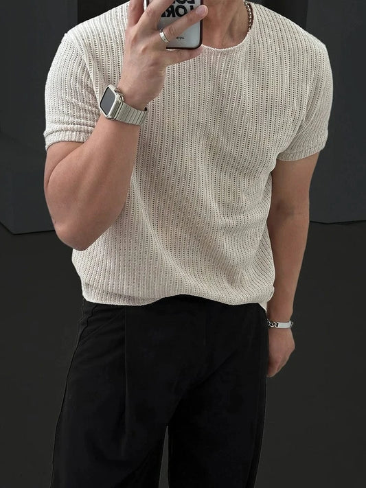 RT No. 11520 KNIT CREAM SHORT SLEEVE