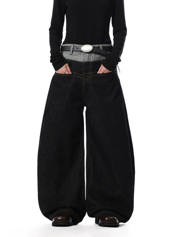 RT No. 50224 DOUBLE WAISTED DENIM JEANS