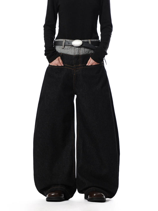 RT No. 50224 DOUBLE WAISTED DENIM JEANS