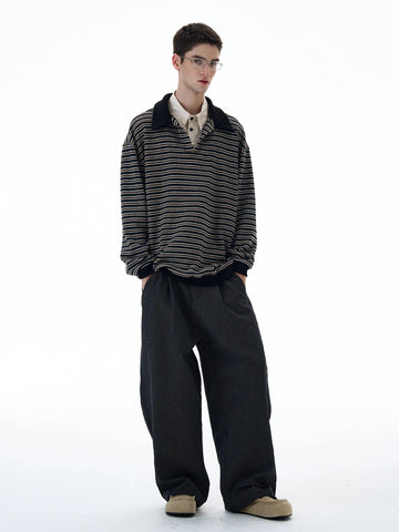 RT No. 20020 PLEATED DARK GRAY STRAIGHT PANTS