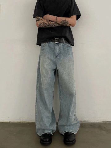 RT No. 19705 WASHED BLUE BAGGY STRAIGHT DENIM JEANS
