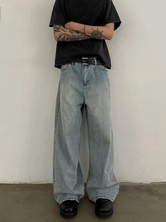 RT No. 19705 WASHED BLUE BAGGY STRAIGHT DENIM JEANS