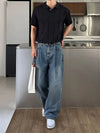 RT No. 18273 PLEATED DENIM STRAIGHT JEANS