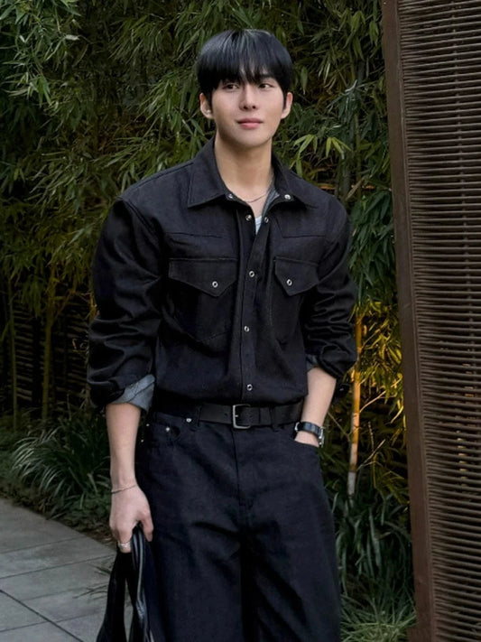 RT No. 25009 BLACK WORKWEAR PILOT BUTTON-UP