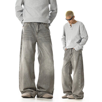 RT No. 32024 WHISKER WASH WIDE STRAIGHT JEANS