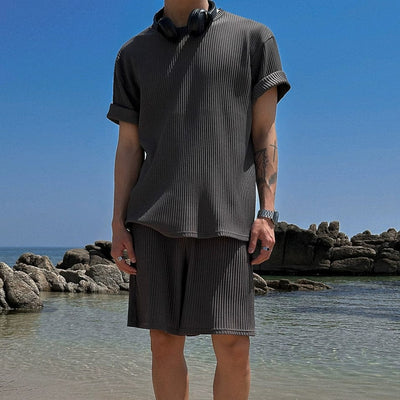 RT No. 11773 VERTICAL KNIT SHORT SLEEVE & SHORTS & STRAIGHT PANTS