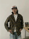 RT No. 18754 DISTRESSED GREEN PLAID SHIRT
