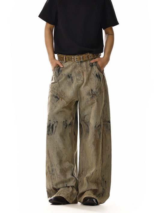 RT No. 18126 GRAFFITI LIGHT BROWN STRAIGHT PANTS