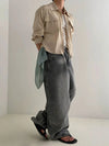 RT No. 19035 WASHED BAGGY STRAIGHT JEANS