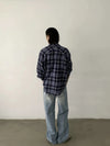 RT No. 29128 BLUE BUTTON-UP PLAID SHIRT
