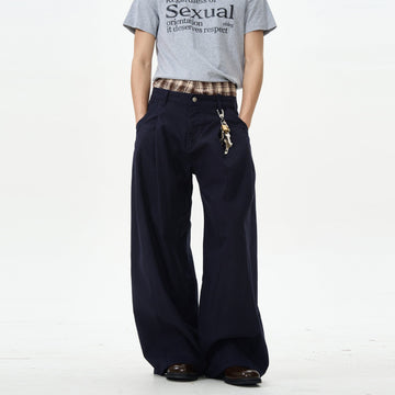 RT No. 12569 MIDNIGHT PURPLE PLEATED FOLDED STRAIGHT PANTS