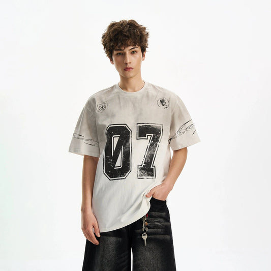 RT No. 19055 WASHED HEAVY NUMBERED 07 TEE