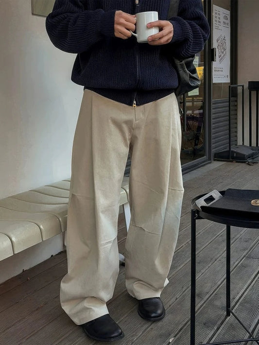 RT No. 32205 PLEATED FOLDED CASUAL STRAIGHT PANTS