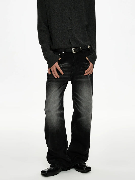 RT No. 50028 BLACK WASHED STRAIGHT DENIM JEANS