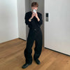 RT No. 25011 JET BLACK WIDE STRAIGHT PANTS