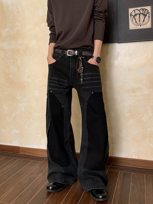 RT No. 58049 CONTRAST BLACK LUMBERJACK SCIMITAR PANTS