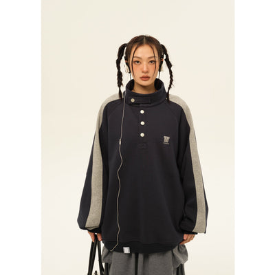 RTK (W) No. 3168 TWO TONE CONTRAST STAND COLLAR SWEATER