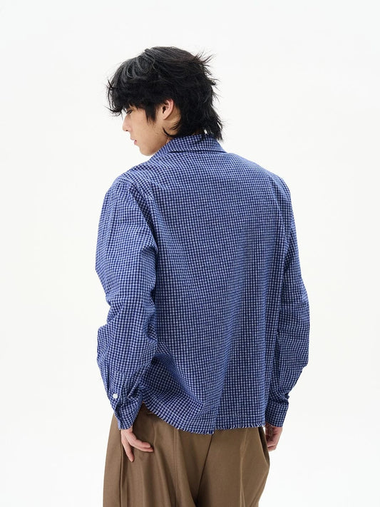RT No. 18161 BLUE GRID BUTTON-UP SHIRT