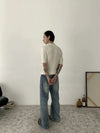 RT No. 19504 WHISKER WASHED DENIM STRAIGHT JEANS