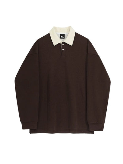 RT No. 11422 BROWN CONTRAST POLO SWEATER