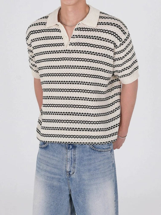 RT No. 18611 KNIT STRIPED POLO SHORT SLEEVE