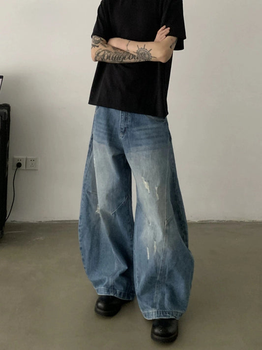 RT No. 19719 RECONSTRUCTED DISTRESSED BAGGY DENIM JEANS
