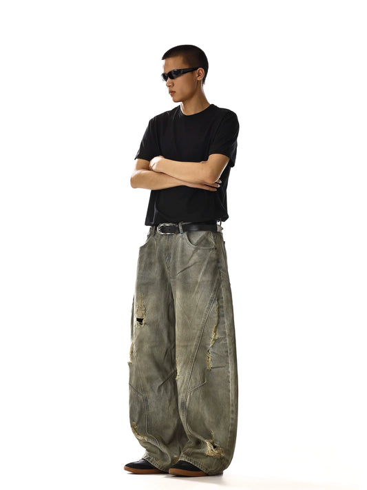 RT No. 18231 GRAY DISTRESSED DENIM PANTS