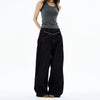 RT No. 19574 PLEATED BAGGY STRAIGHT DENIM JEANS