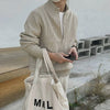 RT No. 18173 KHAKI KNIT TURTLENECK ZIP-UP SWEATER
