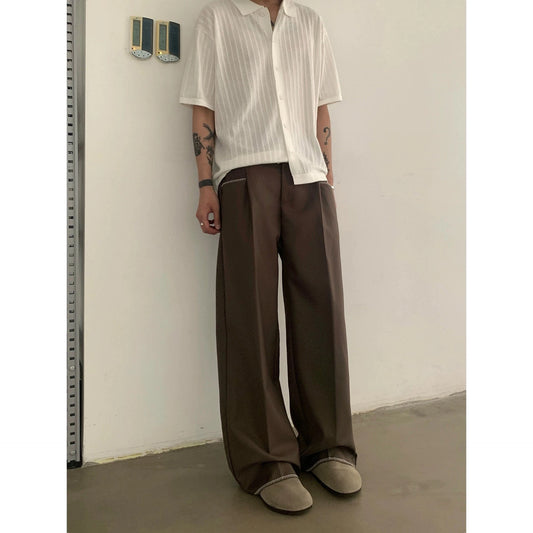 RT No. 19502 STITCHED PLEATED STRAIGHT PANTS