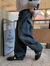 RT No. 31067 WASHED DENIM WIDE STRAIGHT JEANS