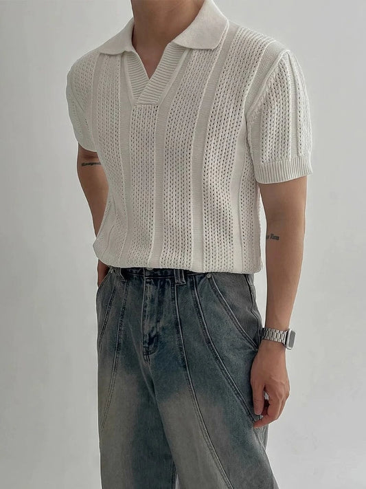 RT No. 18154 KNIT V-NECK POLO SHORT SLEEVE
