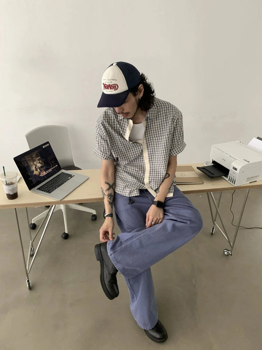 RT No. 19734 DEEP BLUE BUTTON-UP SHIRT