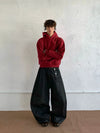 RT No. 19608 BLACK DENIM BAGGY STRAIGHT JEANS