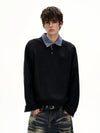 RT No. 50263 DENIM COLLAR SWEATER