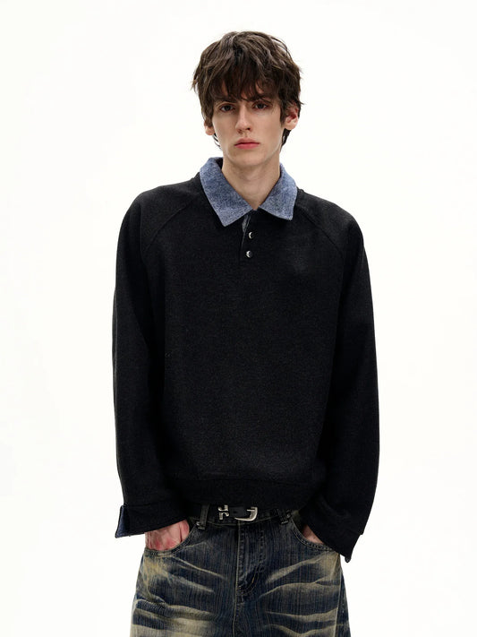 RT No. 50263 DENIM COLLAR SWEATER