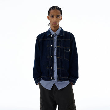 RT No. 19534 NAVY BLUE STITCHED DENIM JK