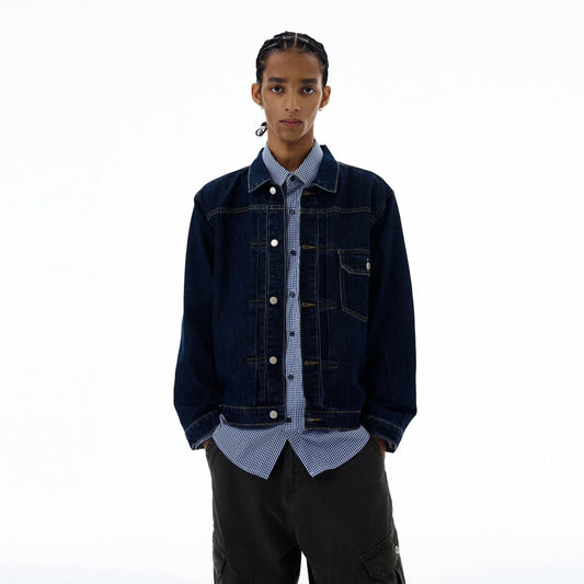 RT No. 19534 NAVY BLUE STITCHED DENIM JK